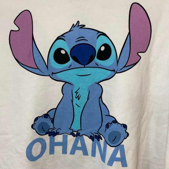 Women's Disney Stitch Ohana Sweatshirt XL White Blue - Picture 4 of 5